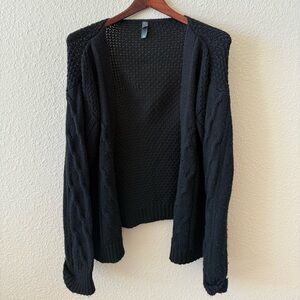 Alya Black Open-Front Cardigan